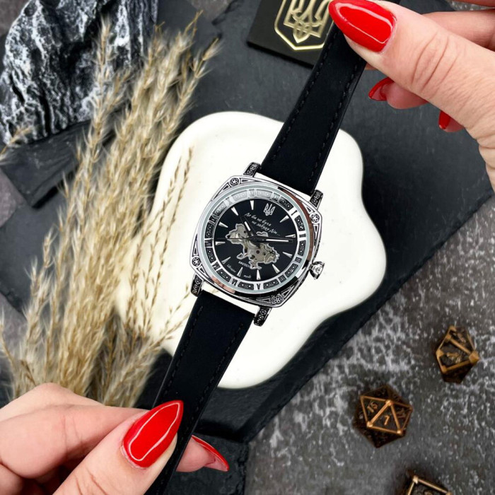 Наручний годинник Awarder 021-3D Де би не була Silver-Black-Black Leather