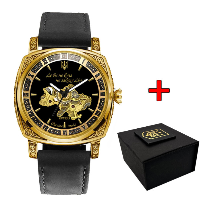 Наручний годинник Awarder 021-3D Де би не була Gold-Black-Black Leather