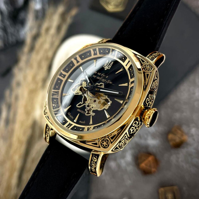 Наручний годинник Awarder 021-3D Де би не була Gold-Black-Black Leather