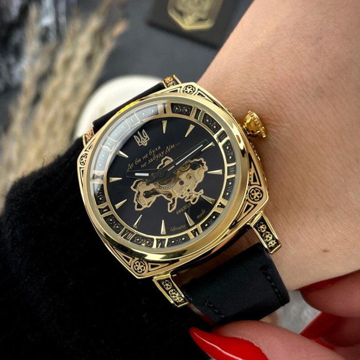 Наручний годинник Awarder 021-3D Де би не була Gold-Black-Black Leather