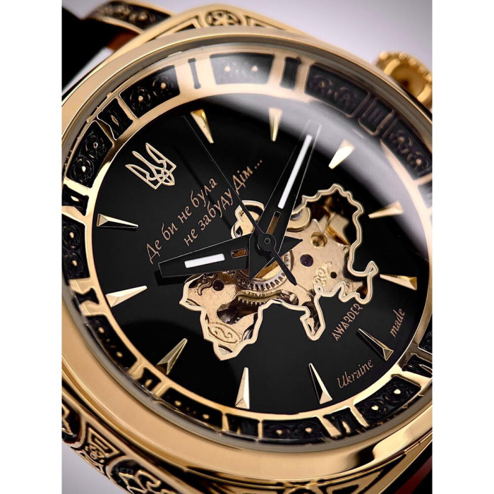 Наручний годинник Awarder 021-3D Де би не була Gold-Black-Black Leather