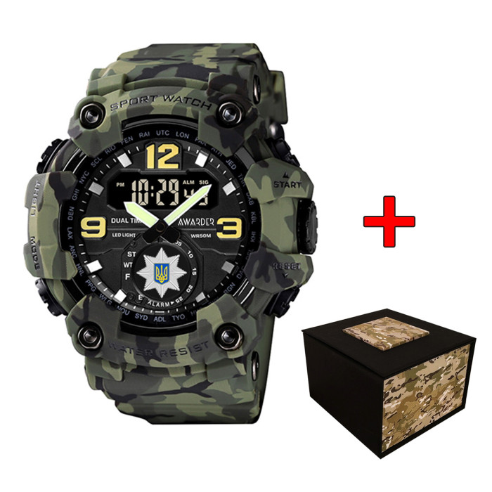 Наручний годинник Awarder 004 Поліція Camo Green