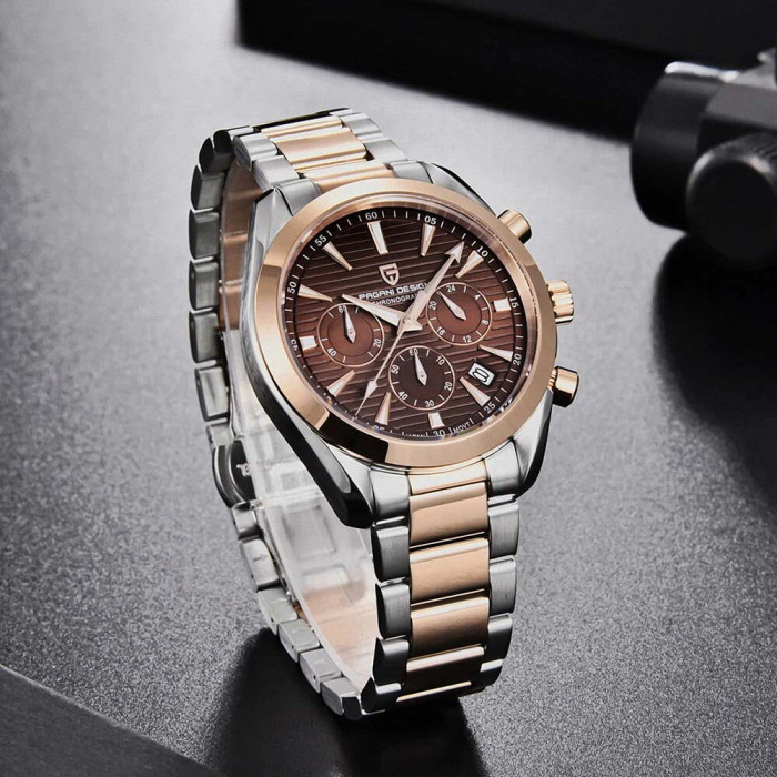 Наручний годинник Pagani Design PD-1712 Silver-Rose Gold-Brown