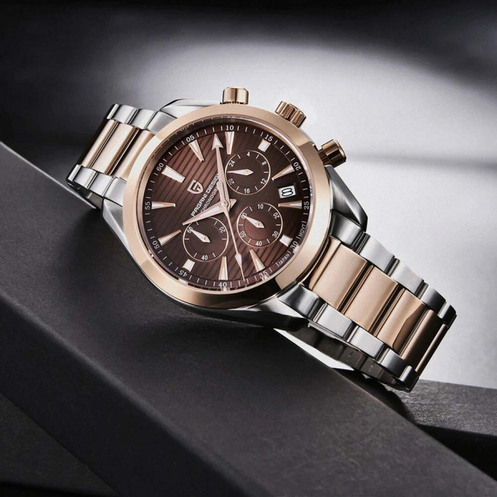 Наручний годинник Pagani Design PD-1712 Silver-Rose Gold-Brown