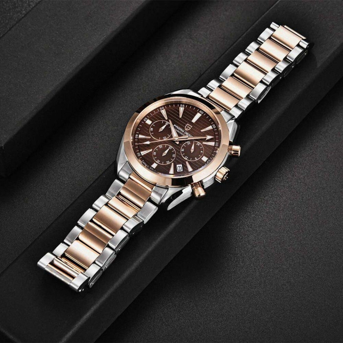 Наручний годинник Pagani Design PD-1712 Silver-Rose Gold-Brown