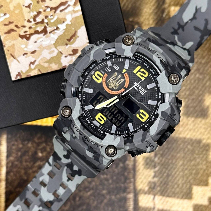 Patriot 002CMGYUAGD Тризуб золото Сірий камуфляж + Коробка.