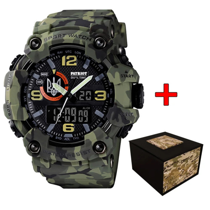 Patriot 002CMGRUASI Тризуб срібло Зелений камуфляж + Коробка.