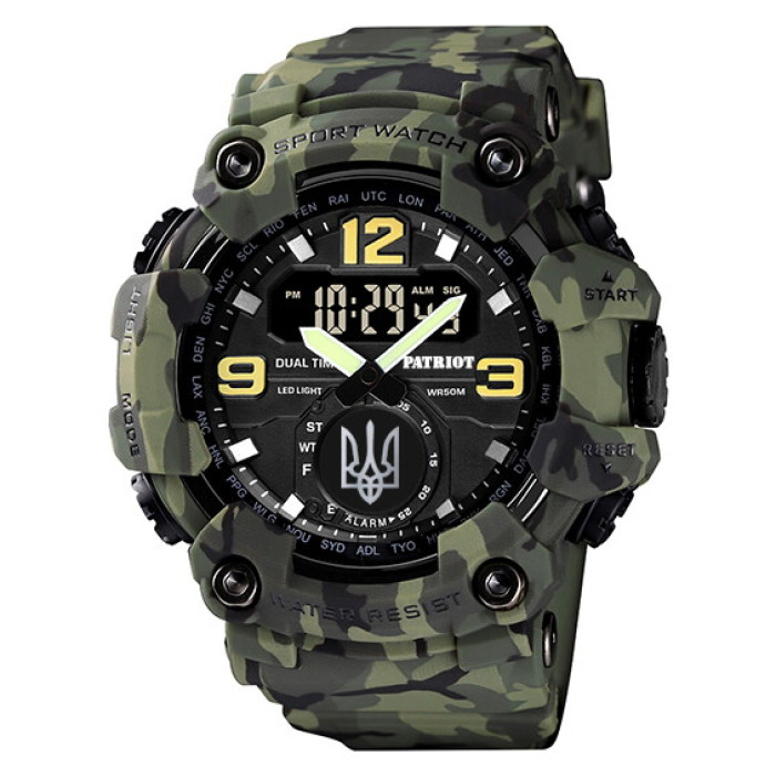 Patriot 004CMGRUASI Тризуб срібло Зелений камуфляж + Коробка.