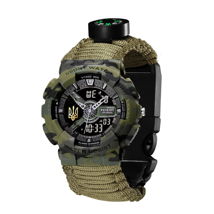 Patriot 005 Тризуб золото Camo Green Паракордовий ремінець Army Green + Коробка.