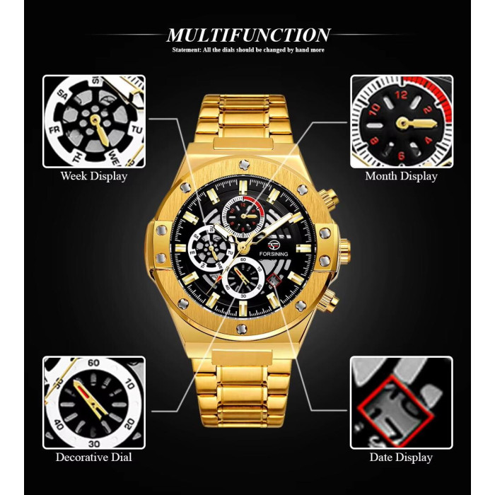 Forsining 6914 Gold-Black Steel