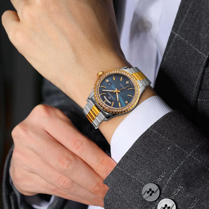 Forsining 6919 Silver-Gold-Blue Steel