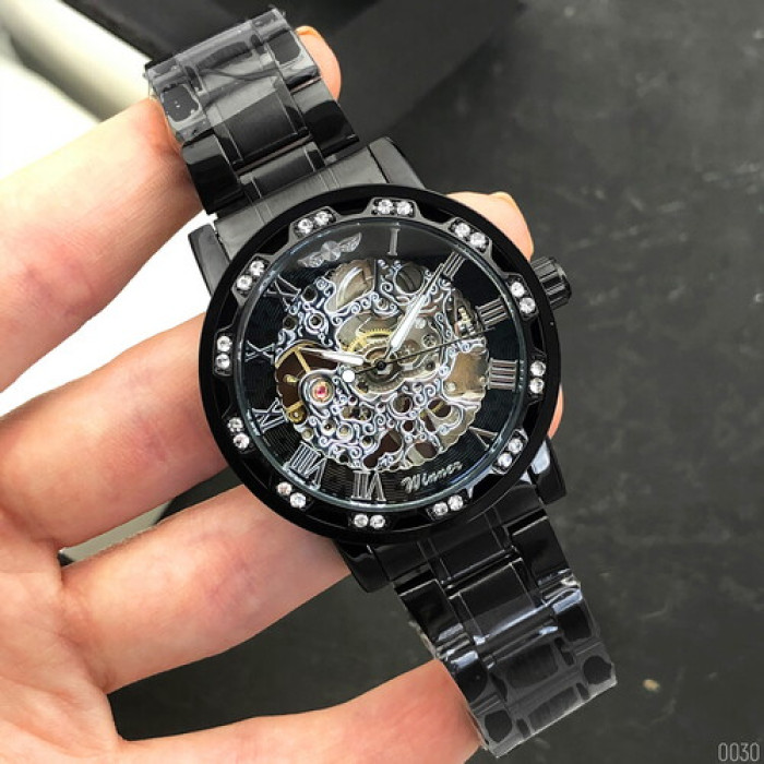 Winner 8012 Diamonds Automatic Black-Silver