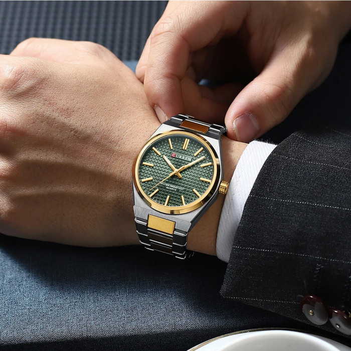 Curren 8439 Silver-Gold-Green