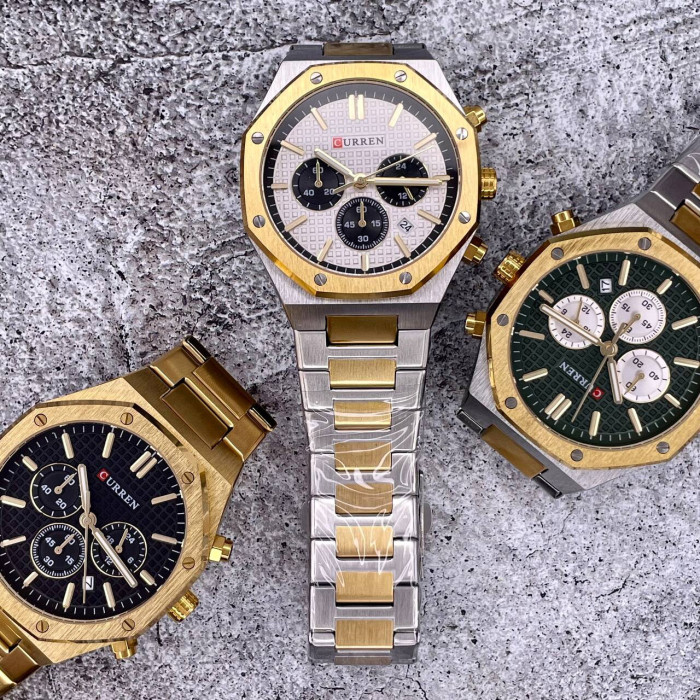 Curren 8440 Silver-Gold-Green
