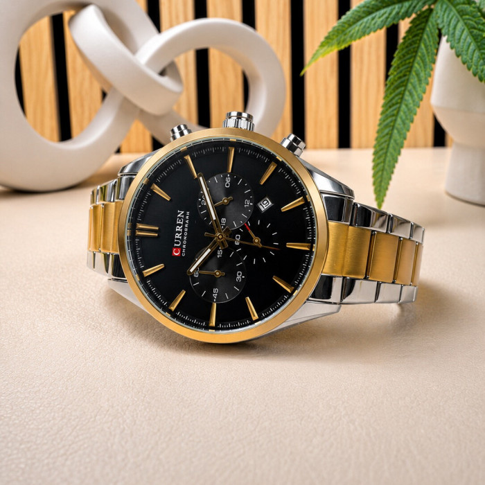 Curren 8446 Silver-Gold-Black