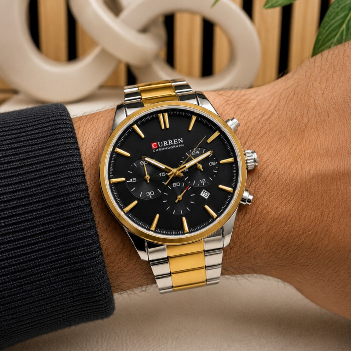 Curren 8446 Silver-Gold-Black