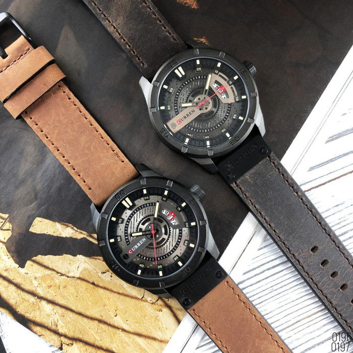 Curren 8301 Black-Dark Brown