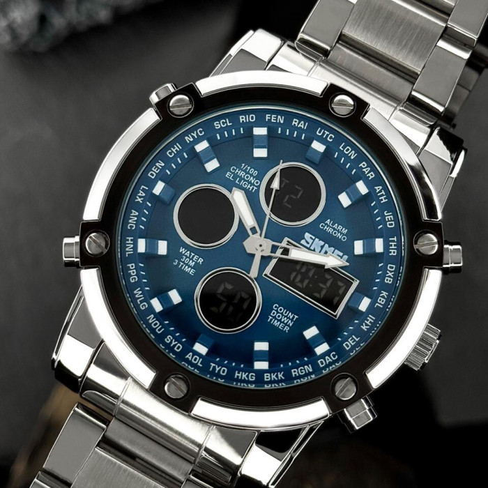 Skmei 1389BU Silver-Black-Blue