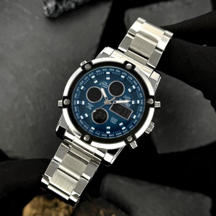 Skmei 1389BU Silver-Black-Blue