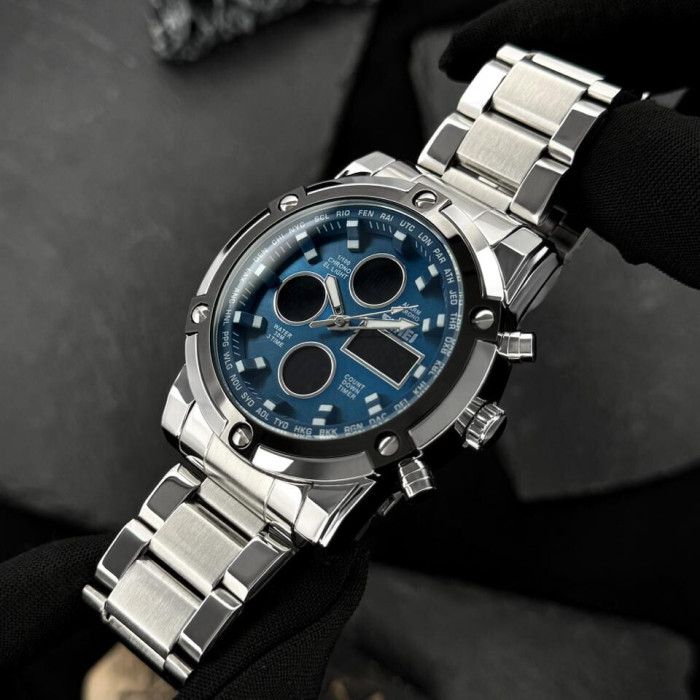 Skmei 1389BU Silver-Black-Blue