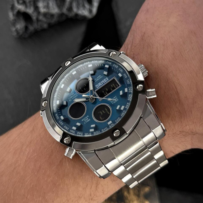 Skmei 1389BU Silver-Black-Blue