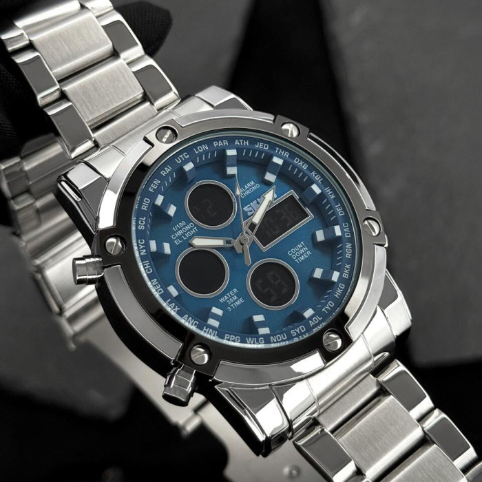 Skmei 1389BU Silver-Black-Blue