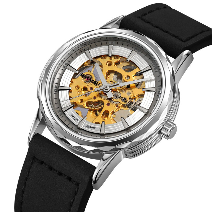 Skmei M035LSIBK Silver-Black Leather