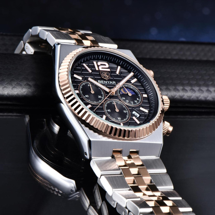 Наручний годинник Benyar BY-5225 Silver-Rose Gold-Black