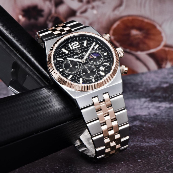 Наручний годинник Benyar BY-5225 Silver-Rose Gold-Black